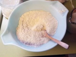 Flour and salt in mixing bowl